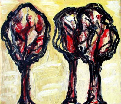 Klaus Becker - Oil on Canvas - Black trees - 60x70 cm
