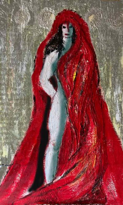 Klaus Becker-Oil on Canvas_Girl in bathrobe-155x90cm