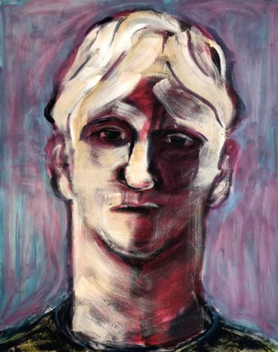 Klaus Becker - Oil on Canvas - With blond hair - 100x80 cm