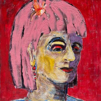 Klaus_Becker-Oil on Canvas-Girl with pink hair 100x100cm